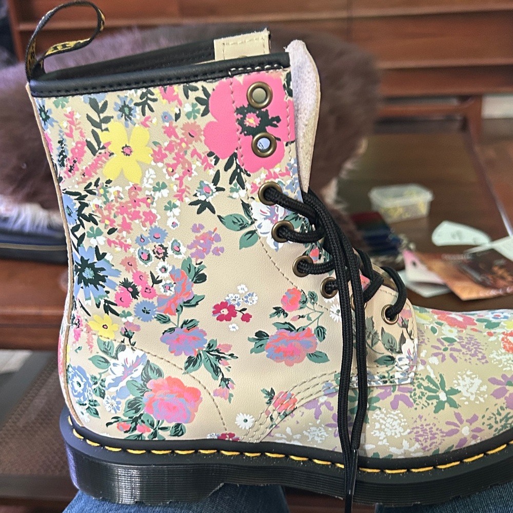 Dr. Martens Multicolor Floral Combat Boots